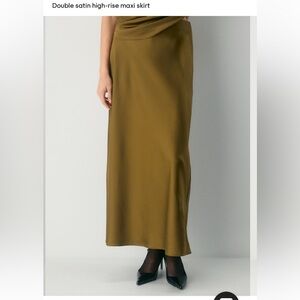 Aritzia Ten Capture Satin Skirt Arrow Tan